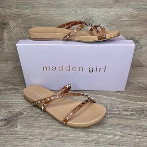 Madden Girl Candy Studded Slide Sandals Tan Size 6.5